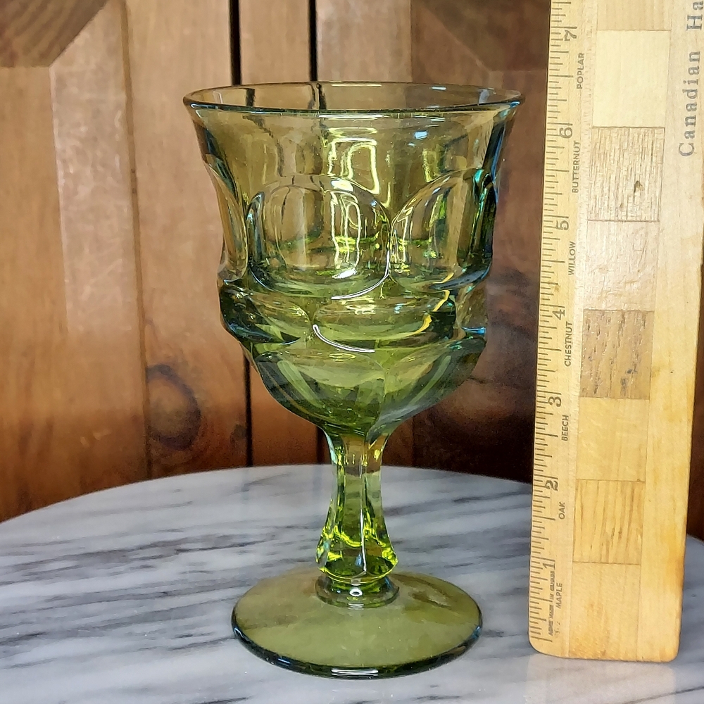 Vintage Green Glass Goblet - Picture 3 of 9